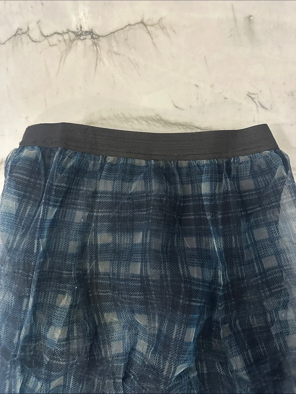 Free People Navy Blue Plaid Sheer Maxi Skirt